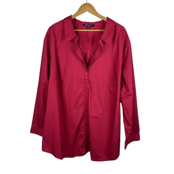 Roaman's Womens Button Down Shirt Sz 30W Long‎ Sleeve Plus Size Cotton Blend - Picture 1 of 9